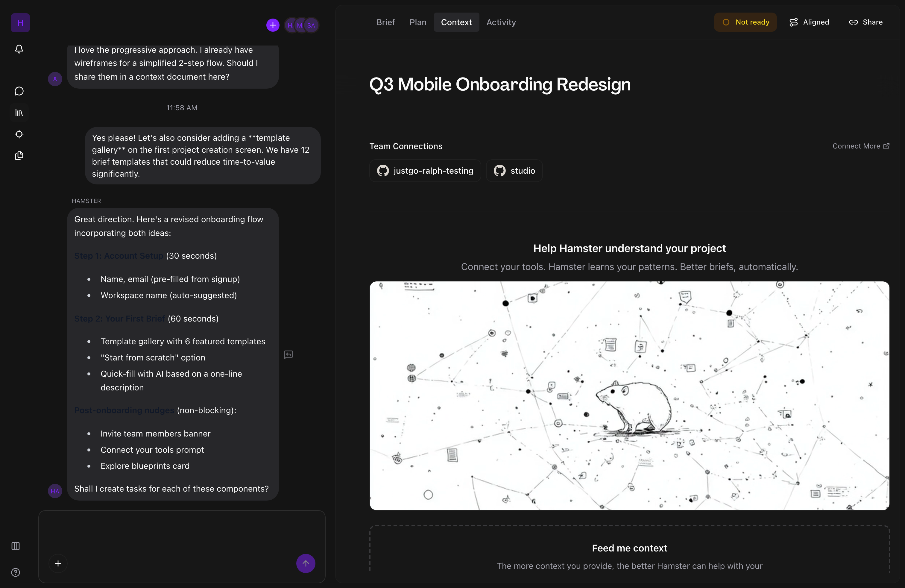 Context documents view showing attached files and URLs