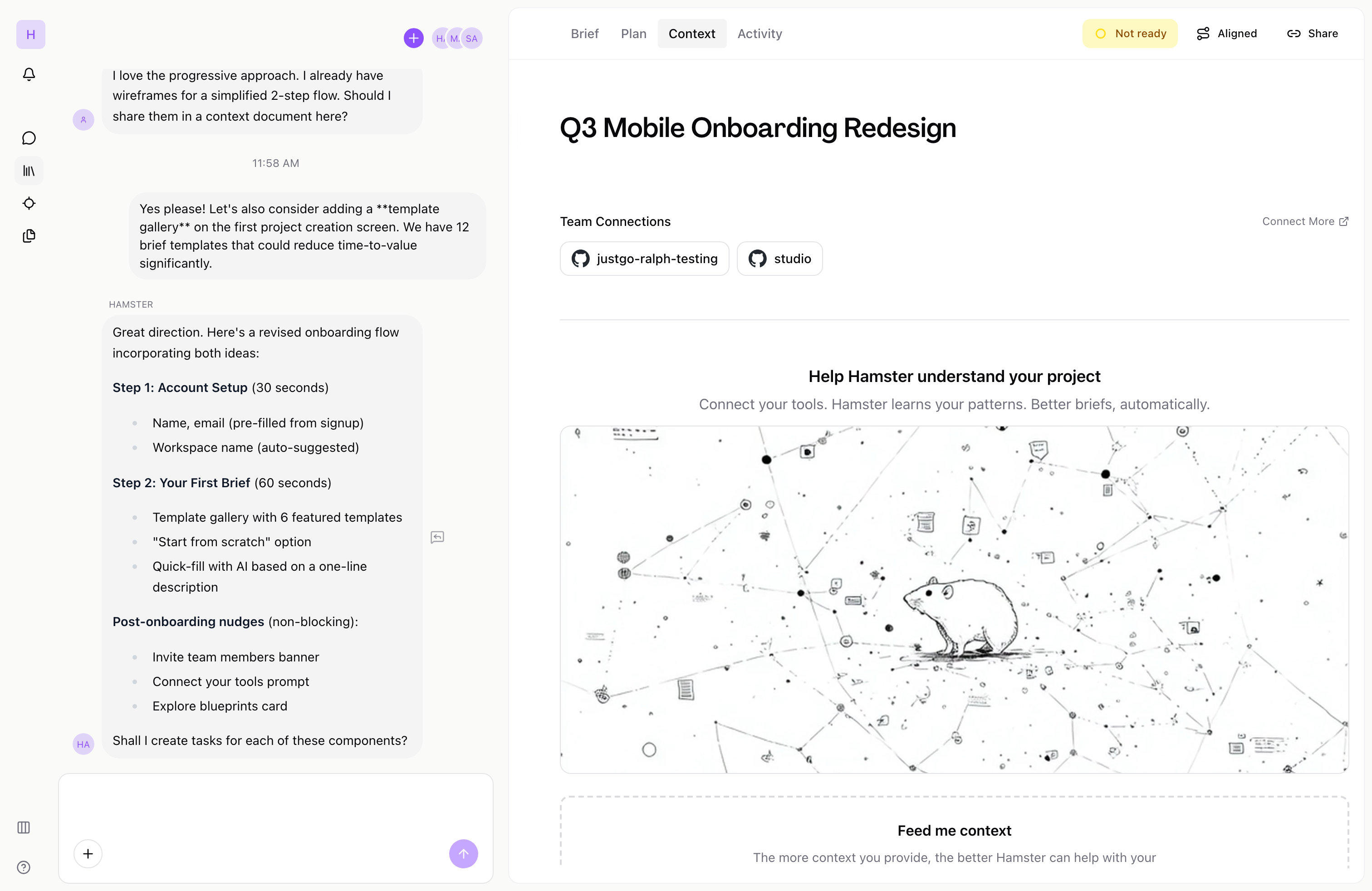 Context documents view showing attached files and URLs