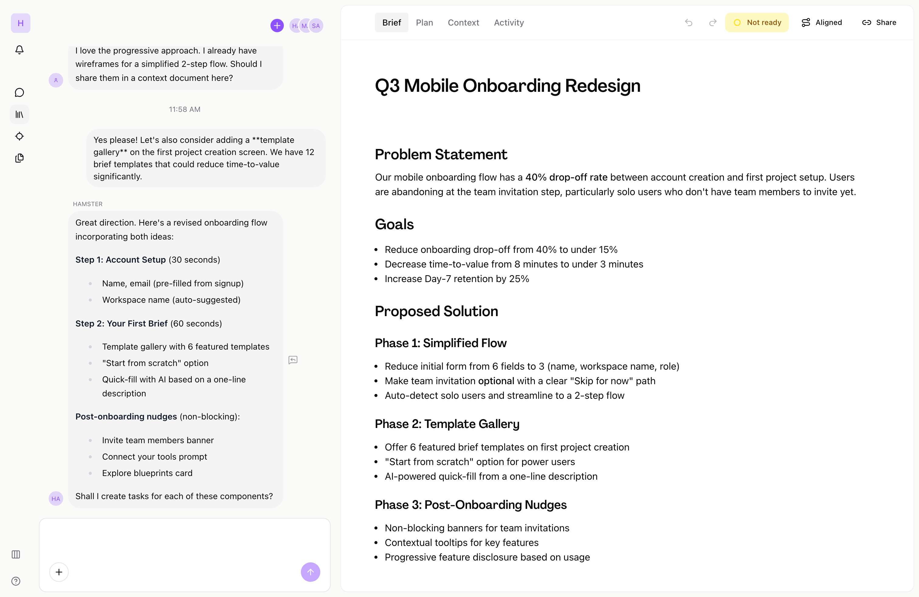 Team alignment in Hamster Studio