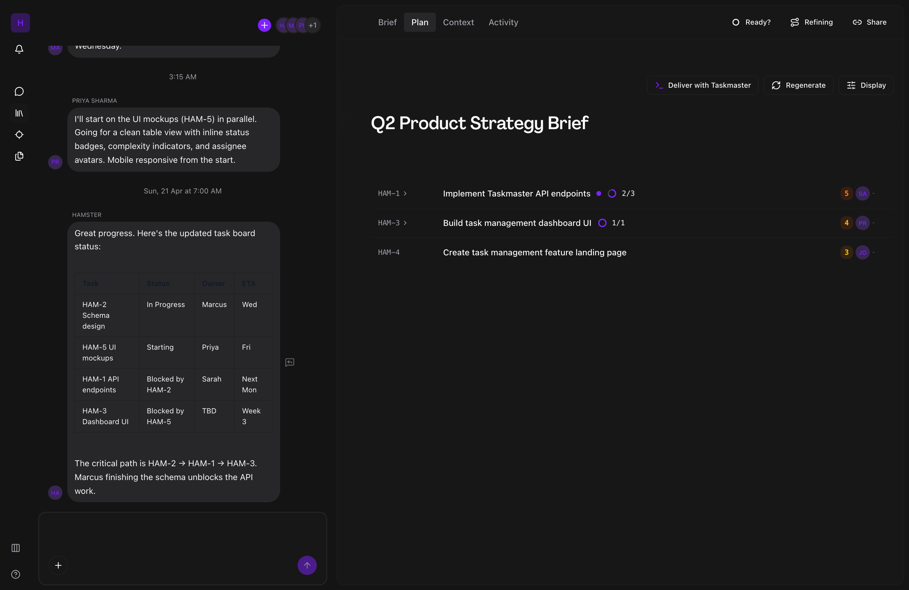 AI running product process in Hamster Studio