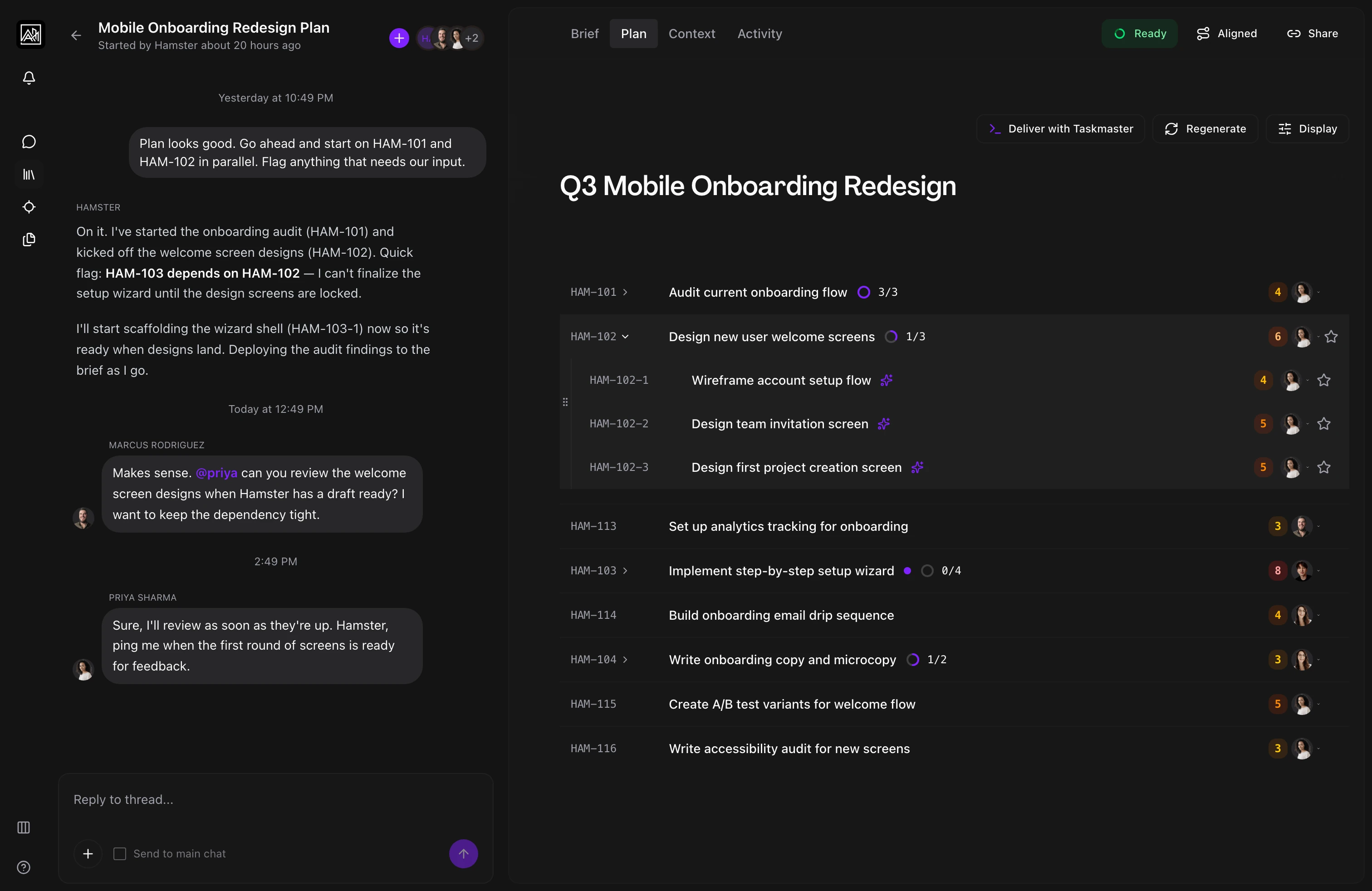 AI running product process in Hamster Studio