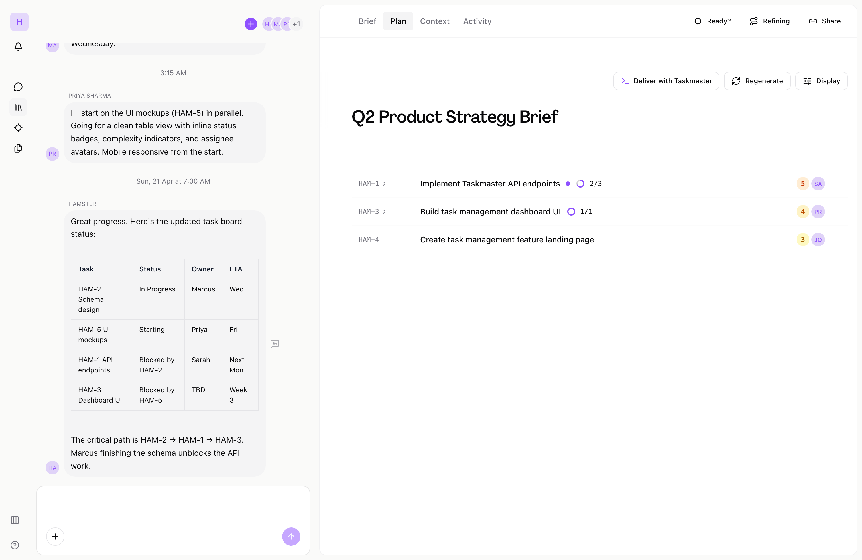 AI running product process in Hamster Studio