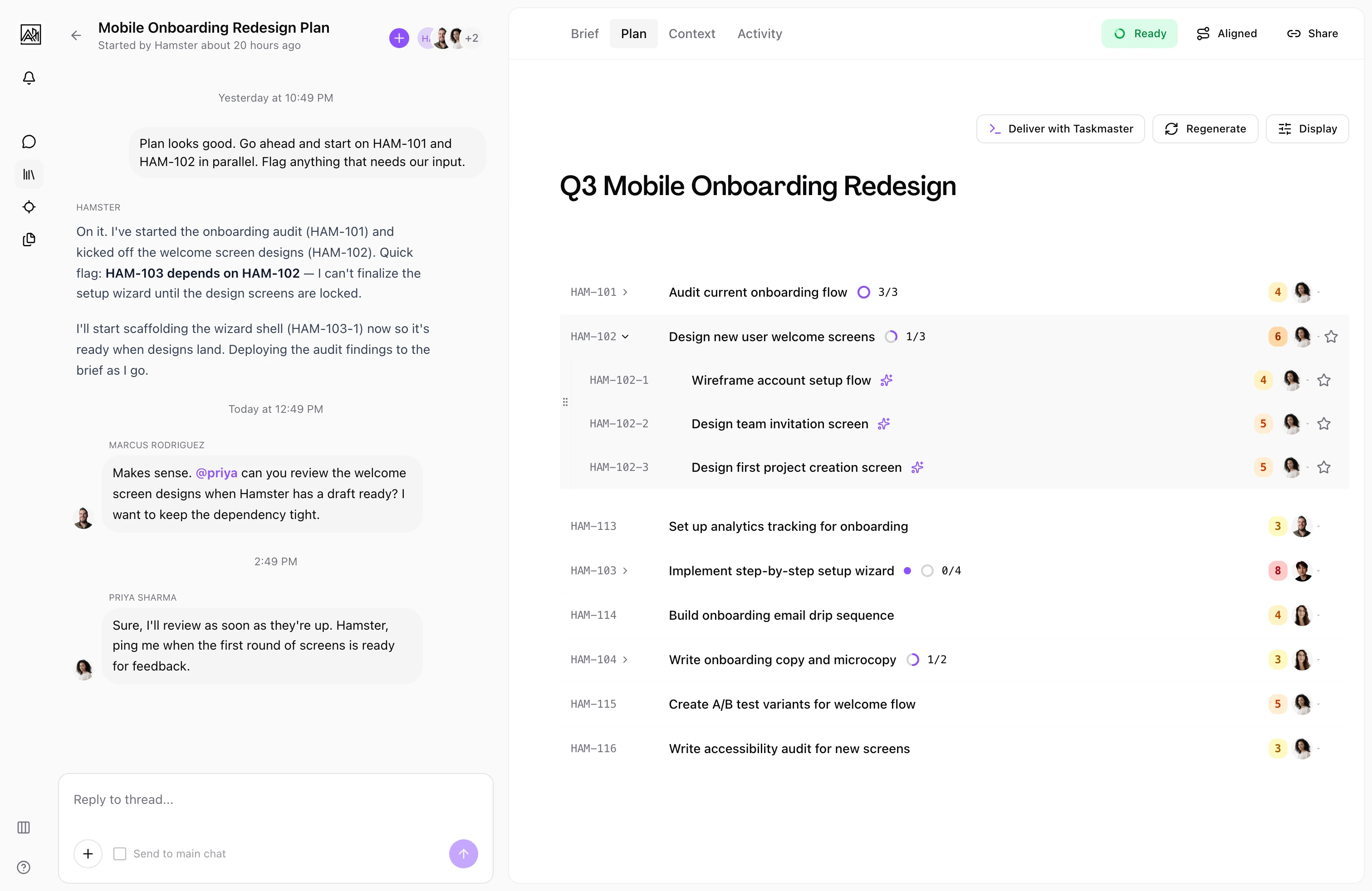 AI running product process in Hamster Studio