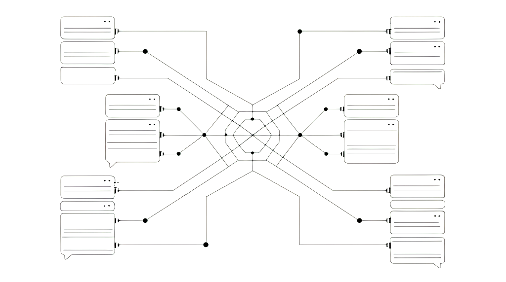 Chat bubbles and messaging interface on a screen