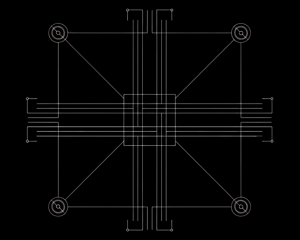 An abstract network of connected nodes and lines representing integrations