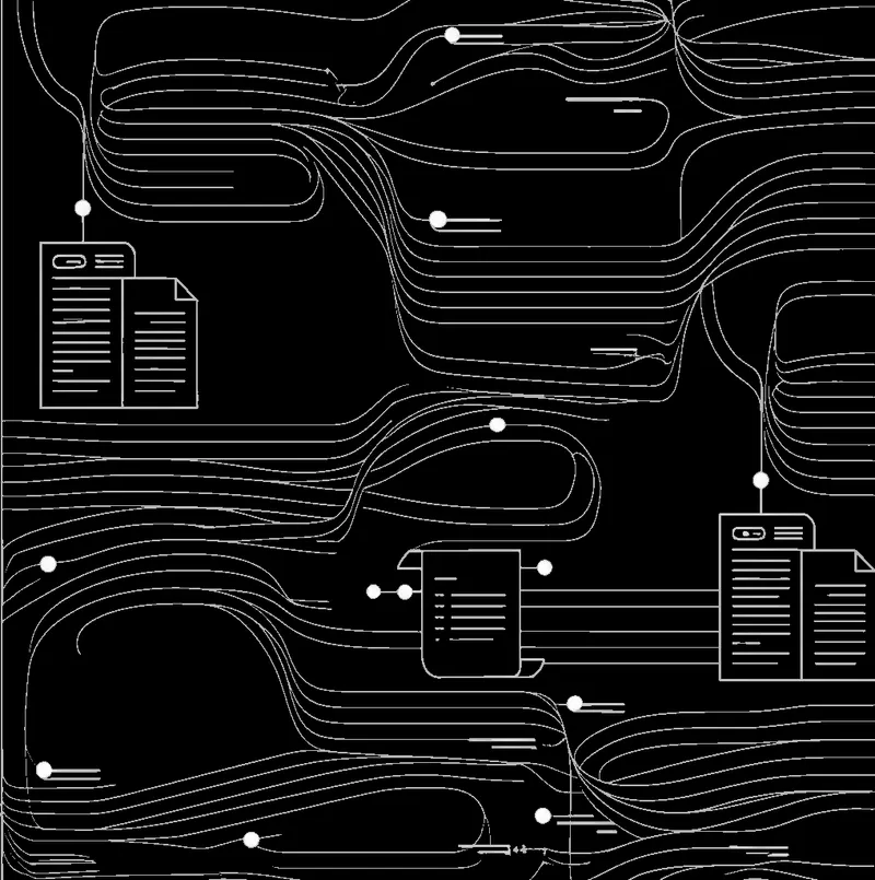 Abstract line art representing threaded plan generation, deep research improvements, and smarter brief workflows