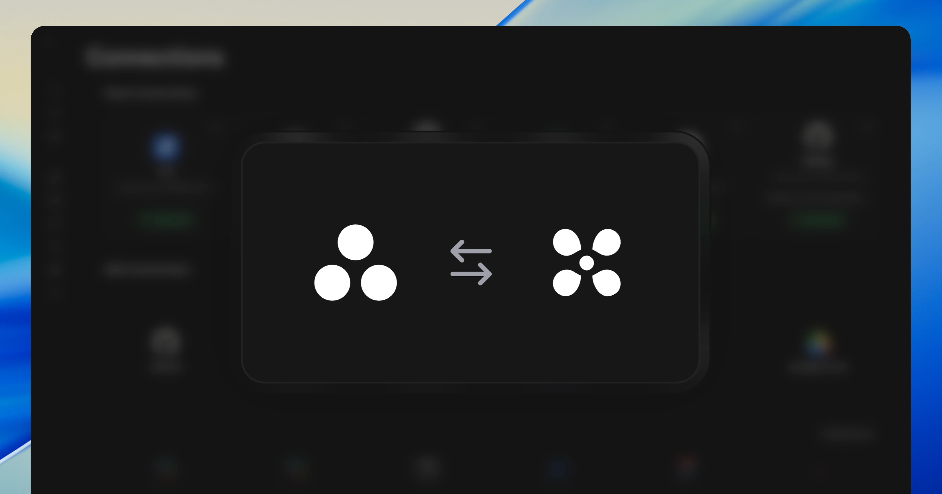 The Asana and Hamster logos linked by bidirectional arrows on a card, floating above a blurred Connections settings page